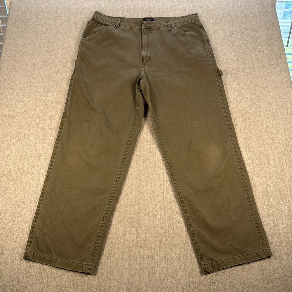 Vtg Dockers Khakis Carpenter Pants‎ Mens 38 X 32 Olive Utility Canvas Belt Loop